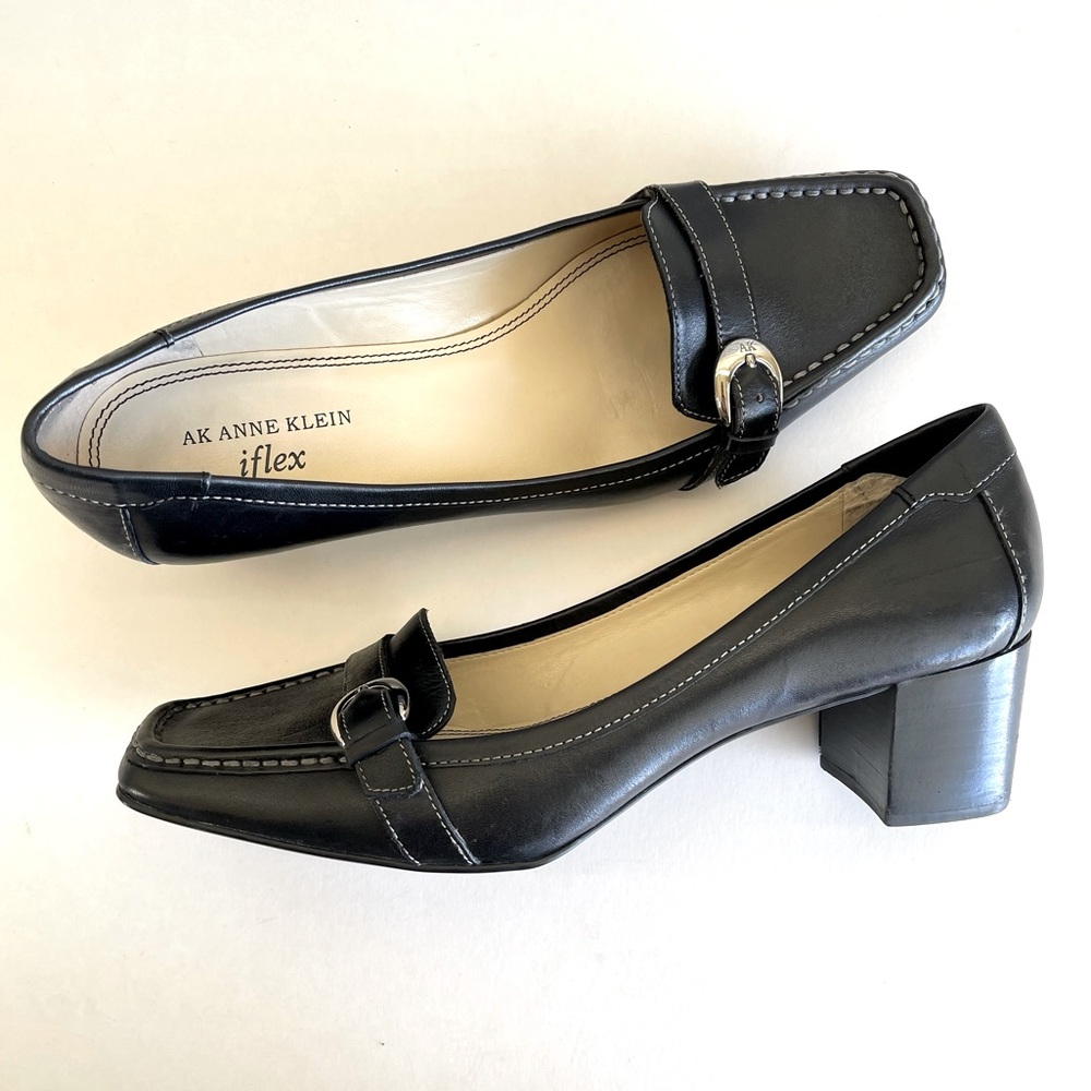 ANNE KLEIN LEATHER AKDAVON PUMPS DRESS CASUAL SHOES LOAFER HEEL OFFICE DRESS 9M